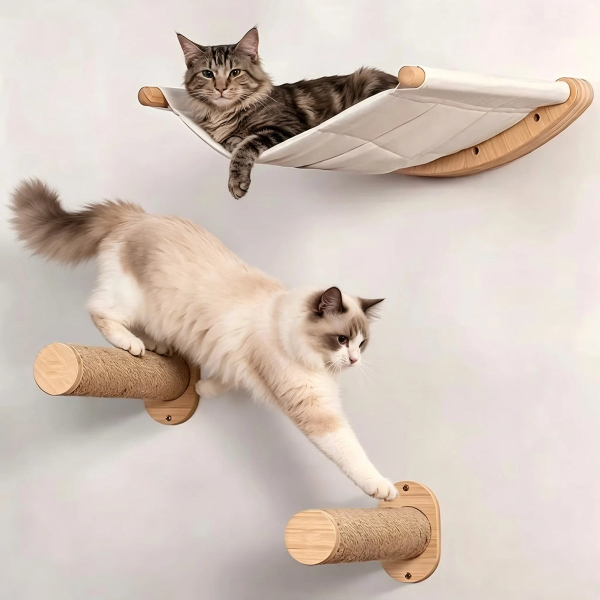 CWV Wall Mounted Cat Hammock With Climbing Shelves And Scratcher