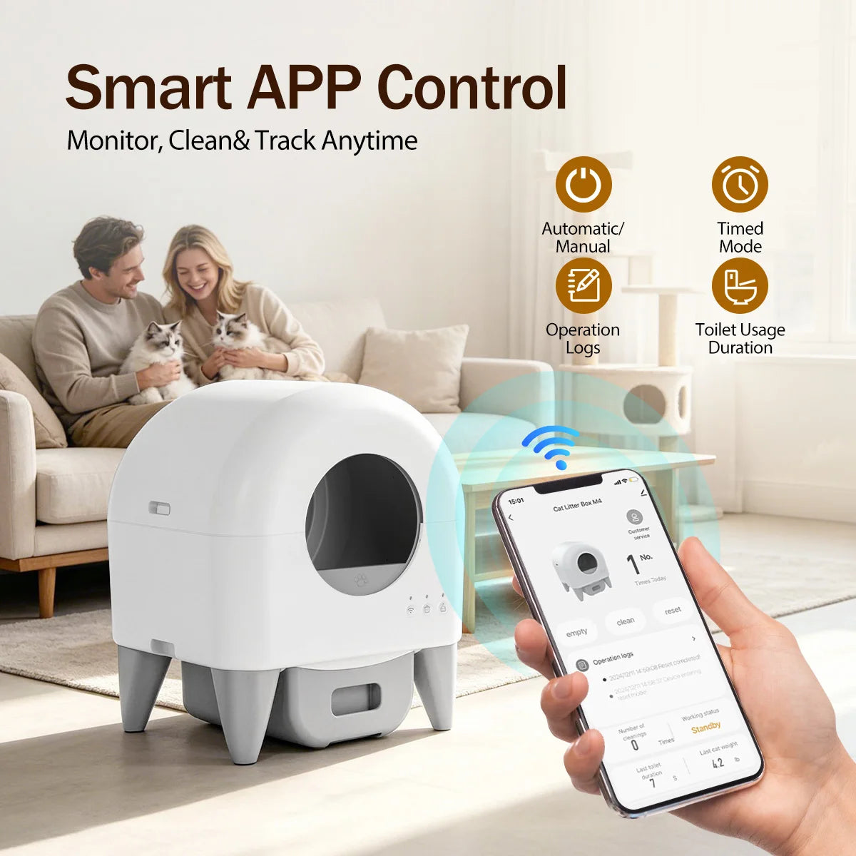 Self Cleaning Automatic Cat Litter Box With Smart App Features