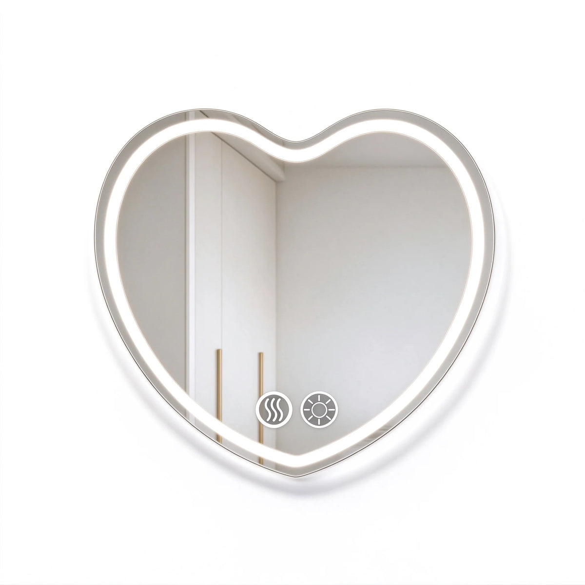 Heart Shaped LED Wall Makeup Mirror Featuring Auto Defog