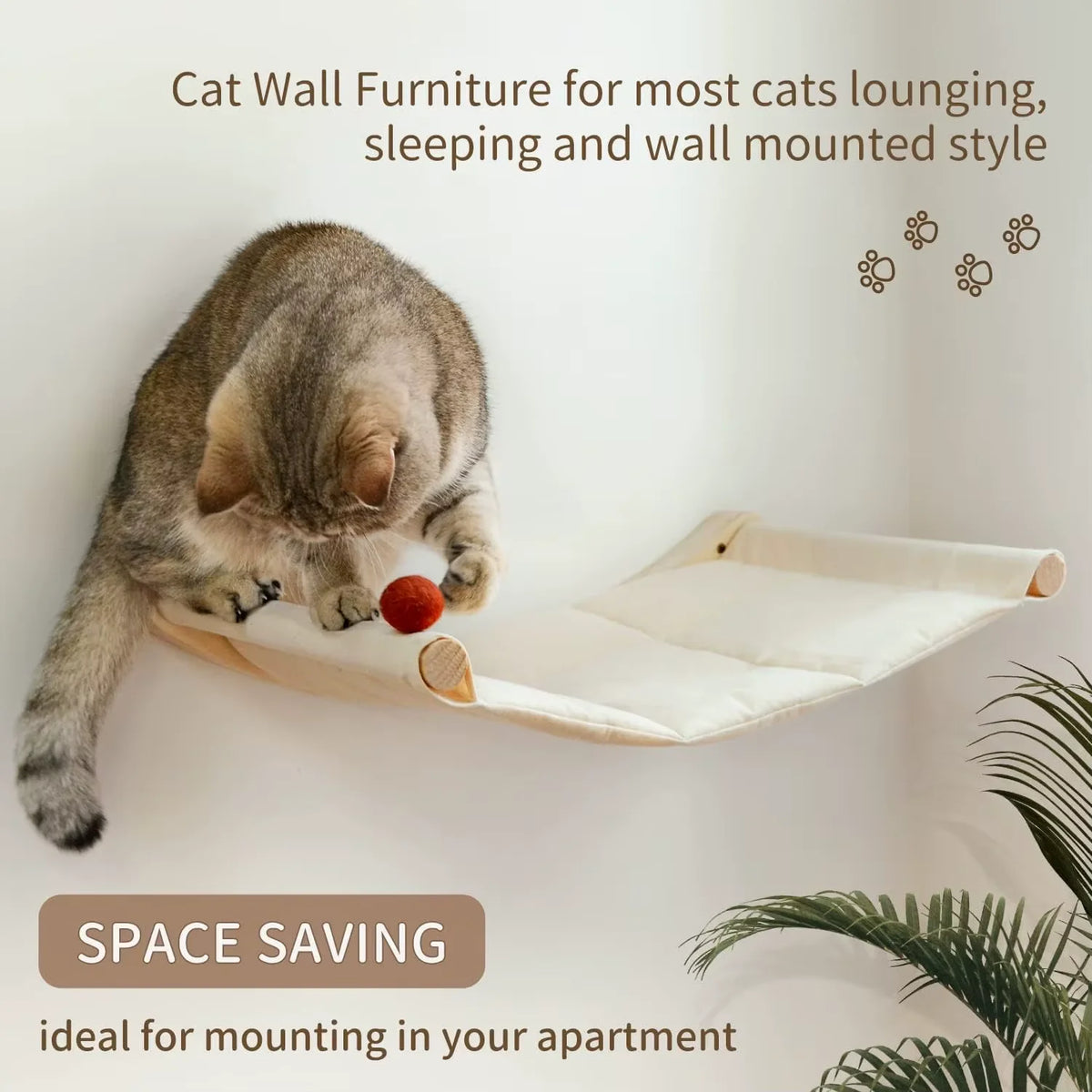 CWV Wall Mounted Cat Hammock With Climbing Shelves And Scratcher