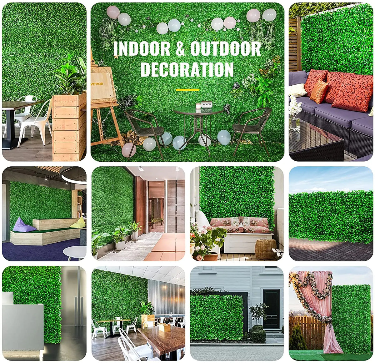 SucceBuy Artificial Boxwood Hedge Wall Panel Privacy Screen Decor