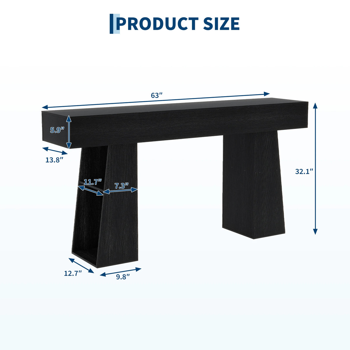Outwind Modern Console Table With Side Storage Shelves