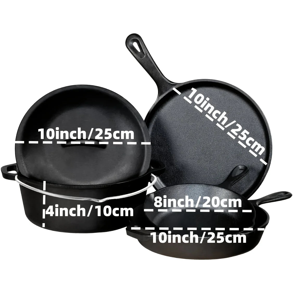Preseasoned Heavy Duty Skillet Set For Home Outdoor Cooking