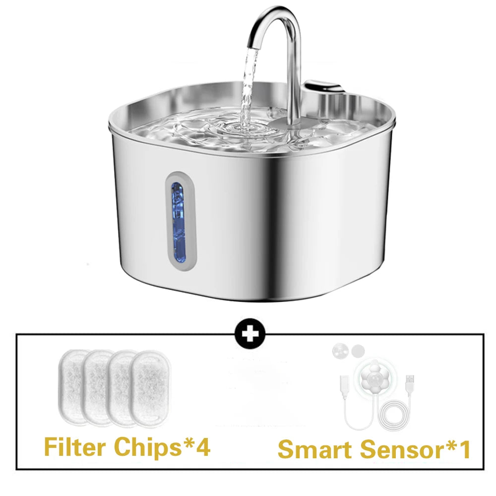 Silent Stainless Steel Pet Water Fountain Dispenser For Cats And Dogs