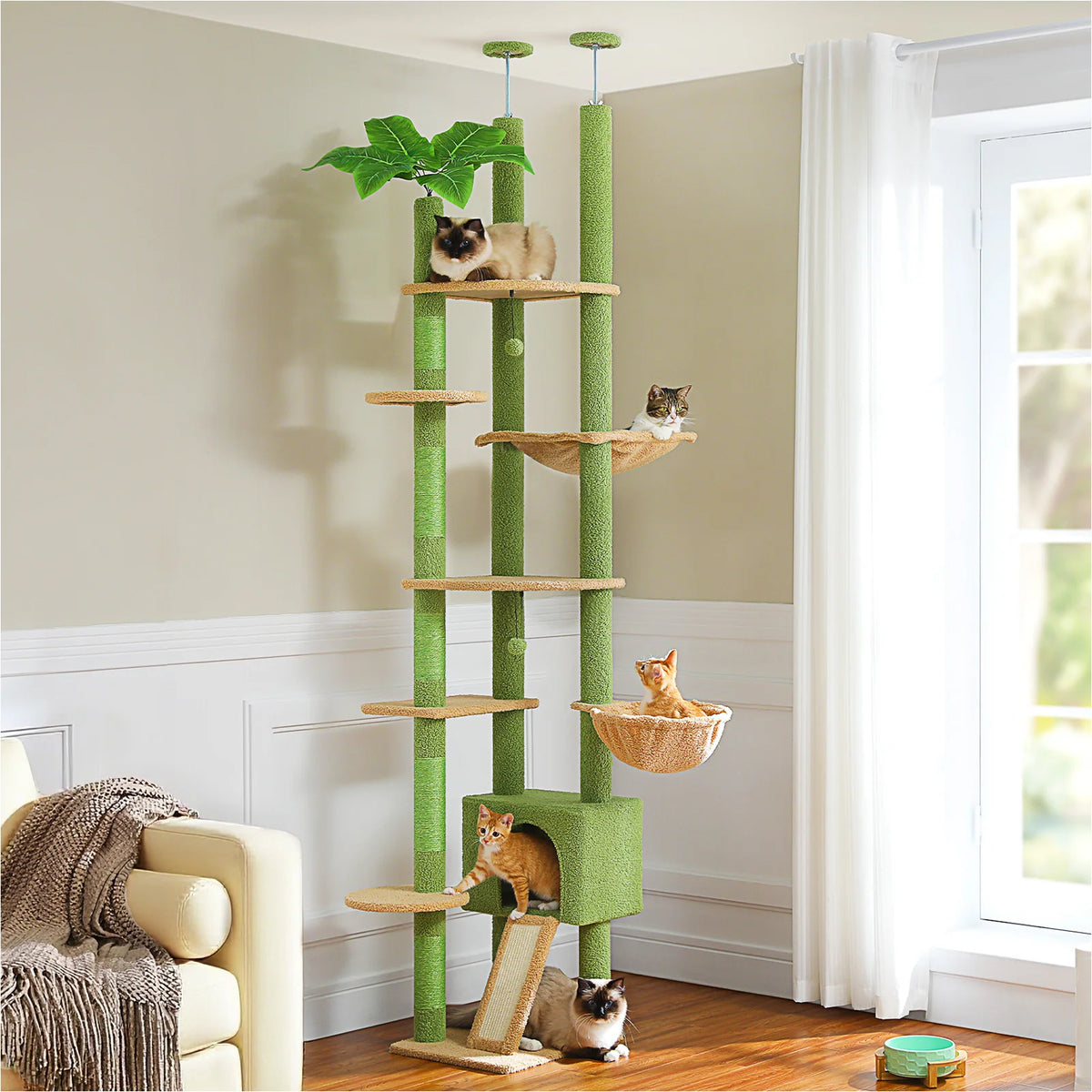 Pawz Road Height Adjustable Cat Tree With Hammock And Posts
