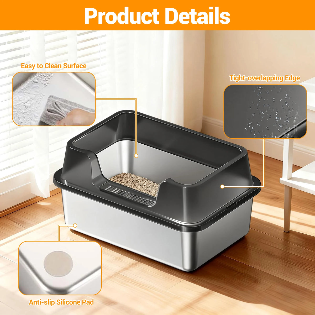 EliteZ Odor Resistant Stainless Steel Cat Litter Box