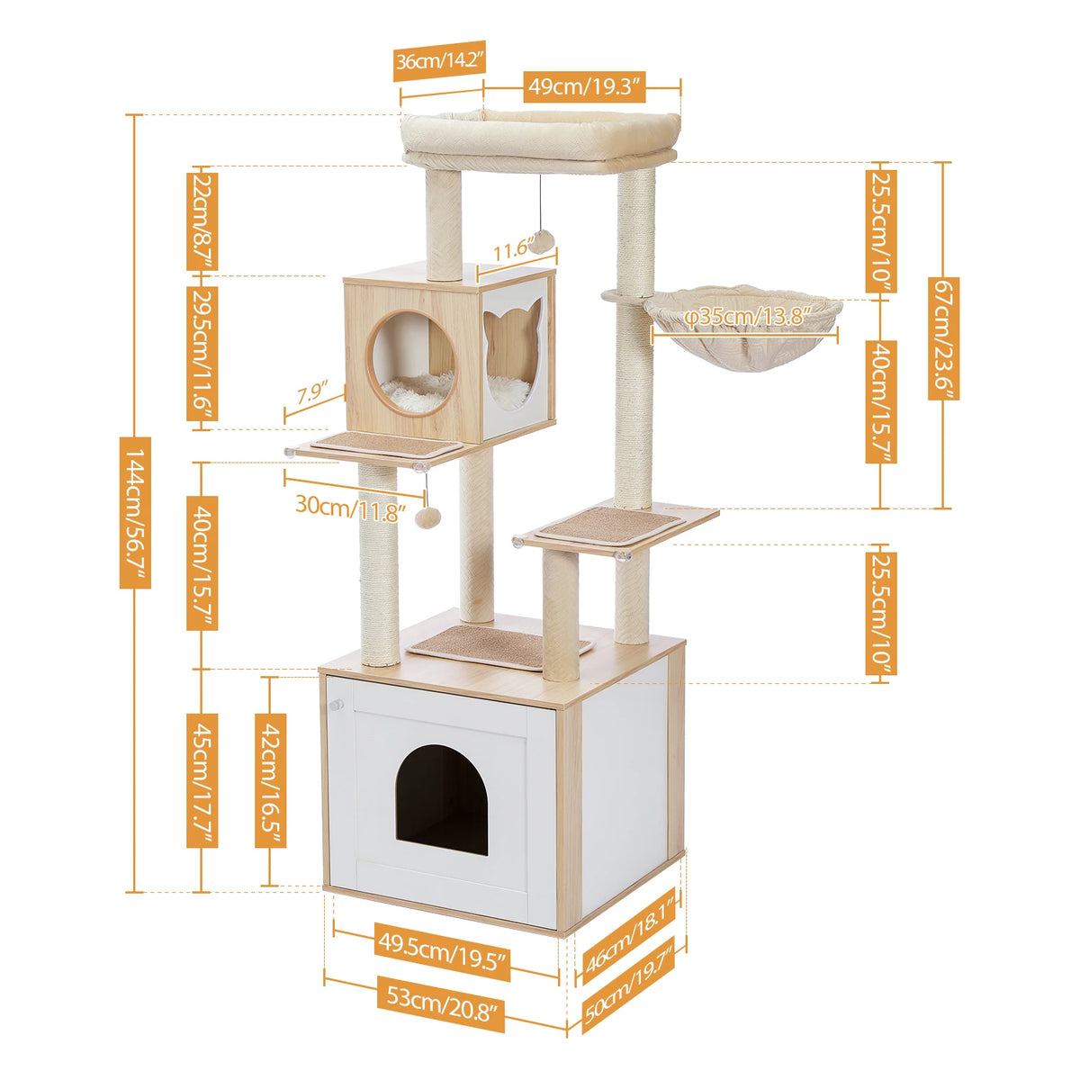Pawz Multi Level Cat Tower With Scratching Posts Hammock