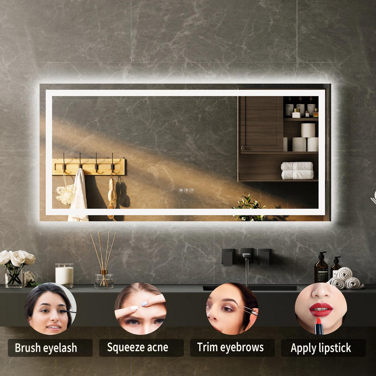 Premium LED Wall Mount Bathroom Mirror With Anti Fog Glass