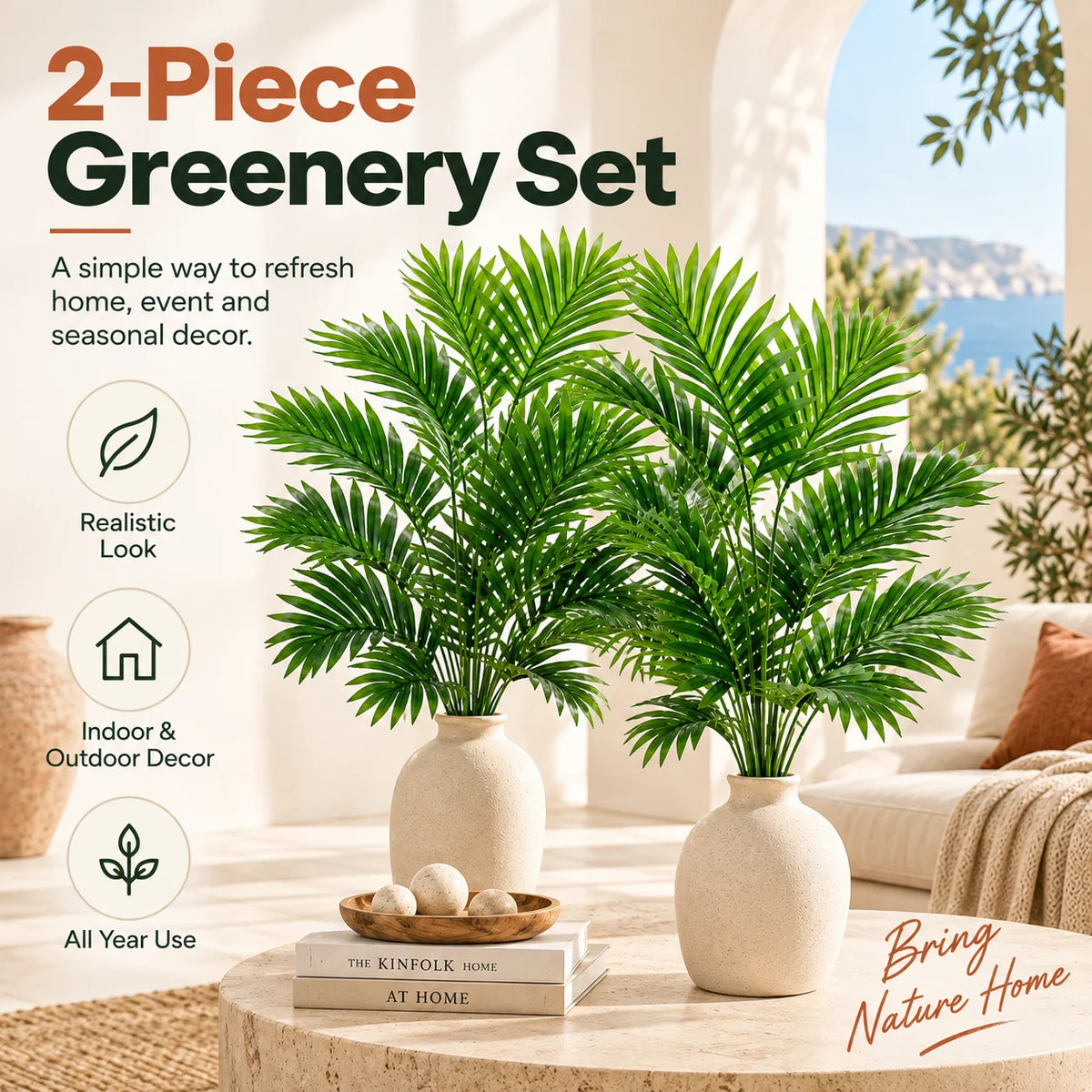 ZNLYRION Artificial Palm Fronds UV Resistant Faux Tropical Plant Branches