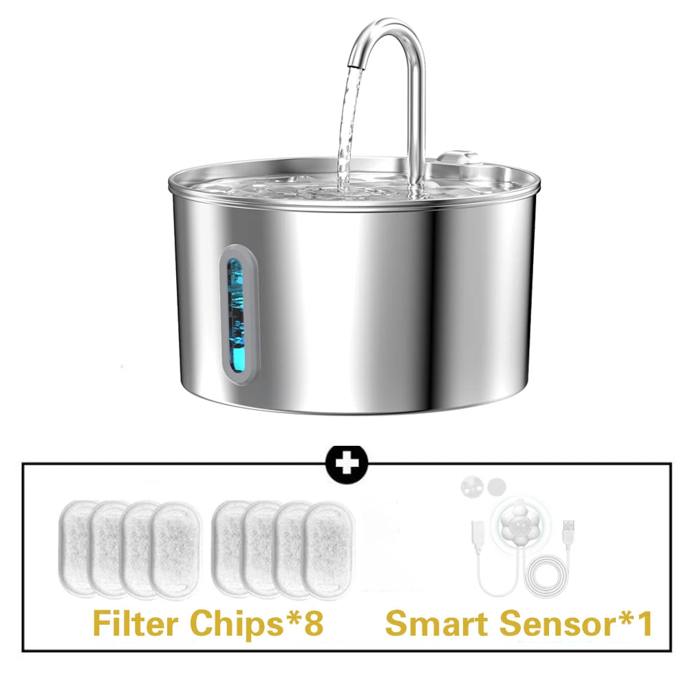 Silent Stainless Steel Pet Water Fountain Dispenser For Cats And Dogs