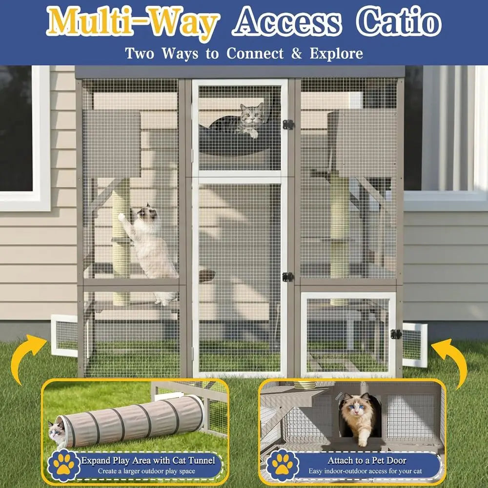 Outdoor Walk In Cat Enclosure And Secure Catio House