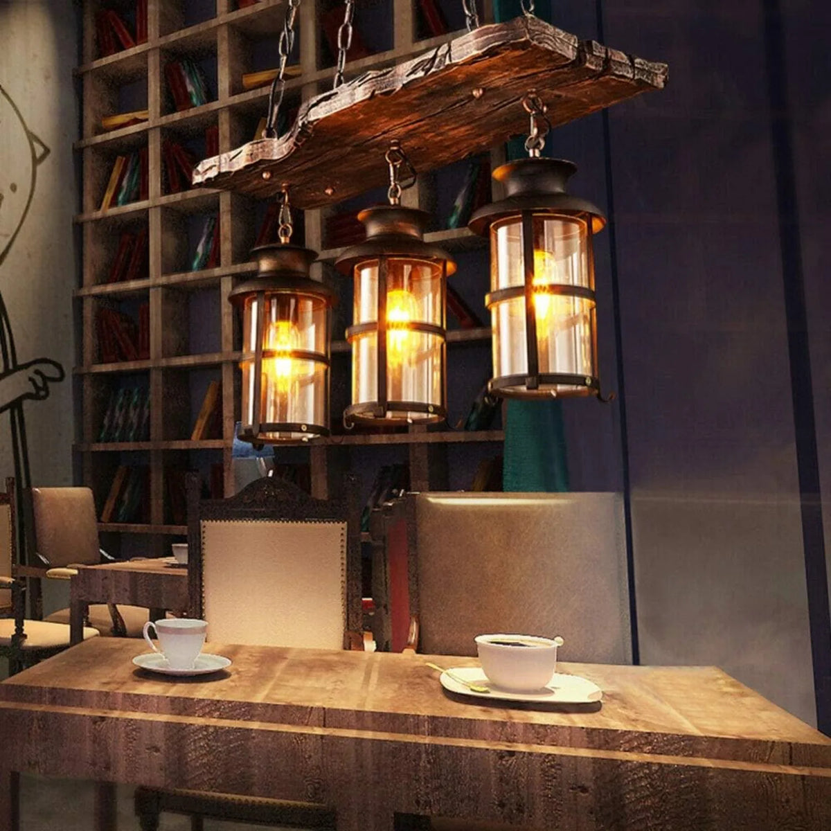 Farmhouse Industrial Three Light Pendant Lamp With Glass E26 Base