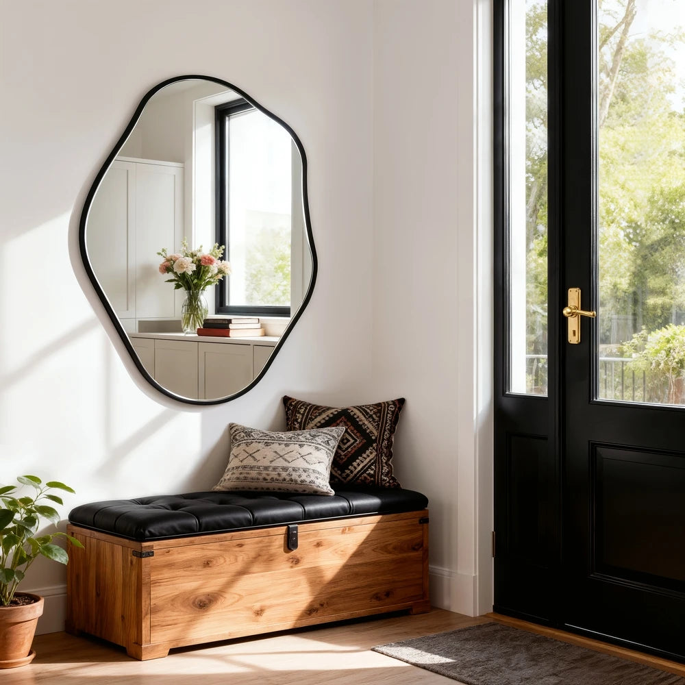 Luvodi Freeform Asymmetrical Wall Mirror With Aluminum Frame