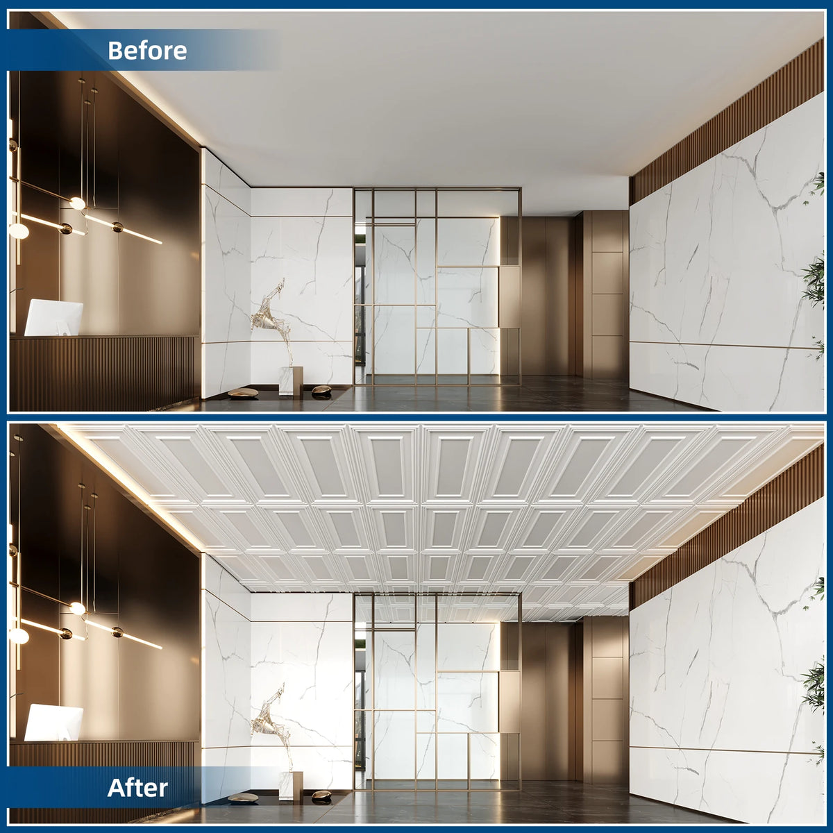 Art3d 3D Drop Ceiling Tiles Non Self Adhesive Wall Panel