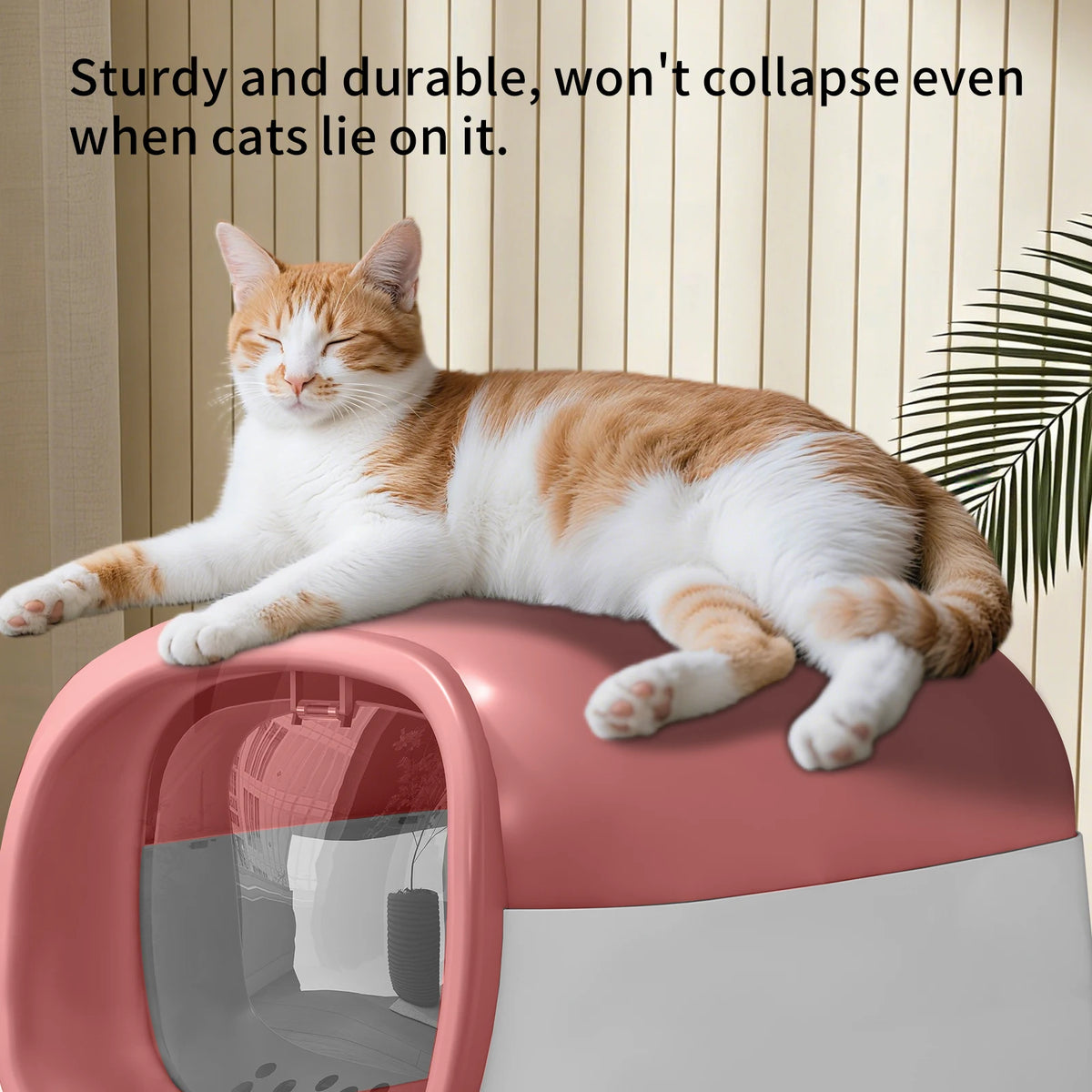 Enclosed Cat Litter Box With Transparent Door And Flip Cover