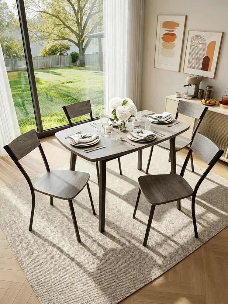 HiMISS Wooden Dining Table Set With Storage Shelf For Kitchens