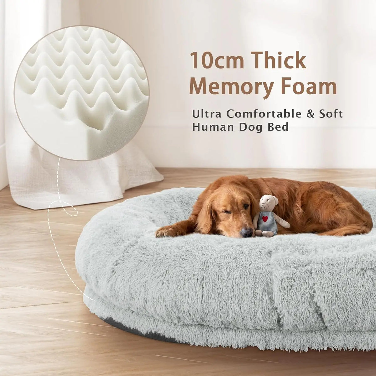 Thick Memory Foam Washable Pet And Human Bed With Pillow