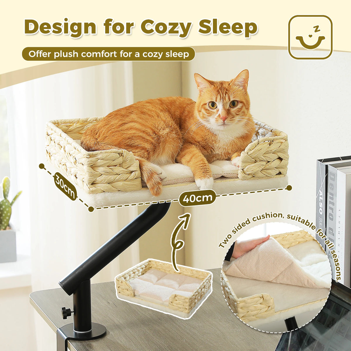 PAWZ Road Adjustable Cat Desk Bed Stand With Plush Comfort