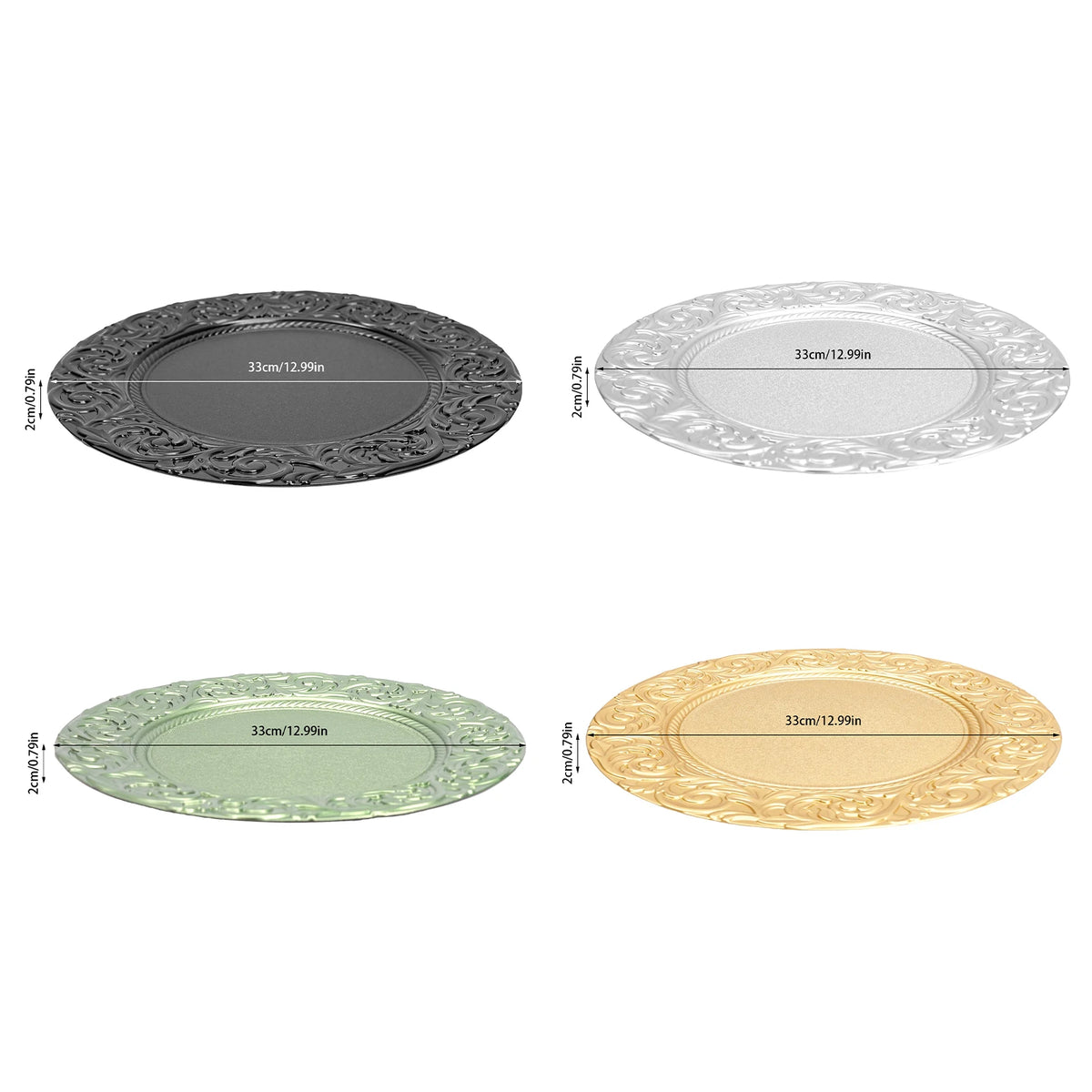 100 Piece Round Reusable Charger Plates For Weddings And Banquets