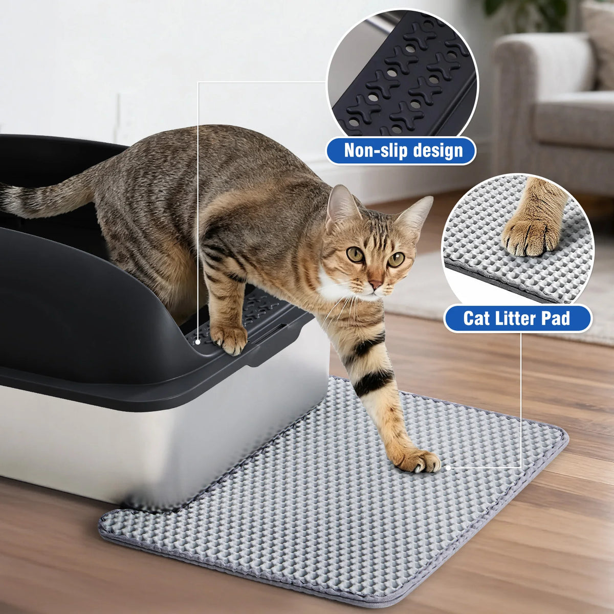 Stainless Steel Semi Closed Cat Litter Box With Lid Scoop