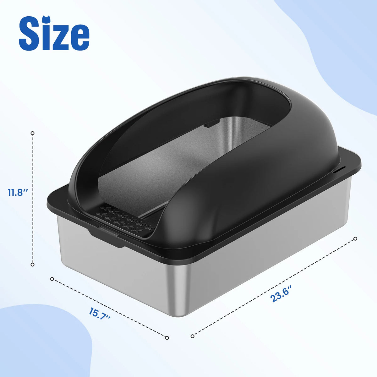 Stainless Steel Semi Closed Cat Litter Box With Lid Scoop