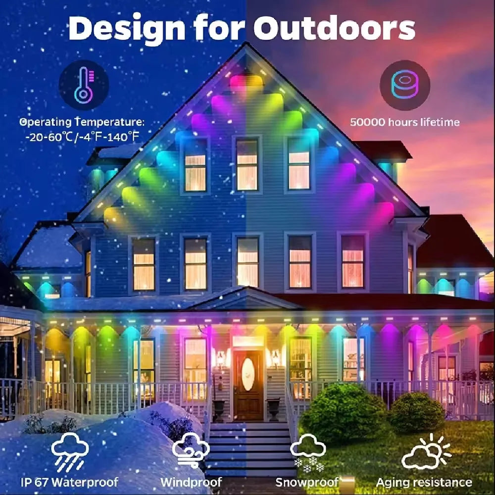 Smart Permanent Outdoor Eaves Lights IP67 Waterproof With App Control