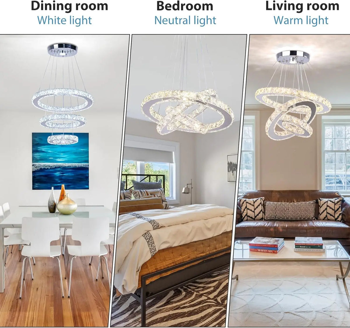 FRIXCHUR Crystal Dimmable LED Pendant Light For Home Decor