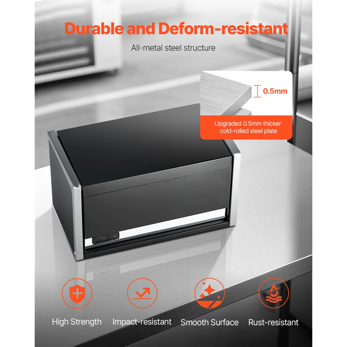 SucceBuy Metal Tool Box with 3 Drawers Portable Garage Storage