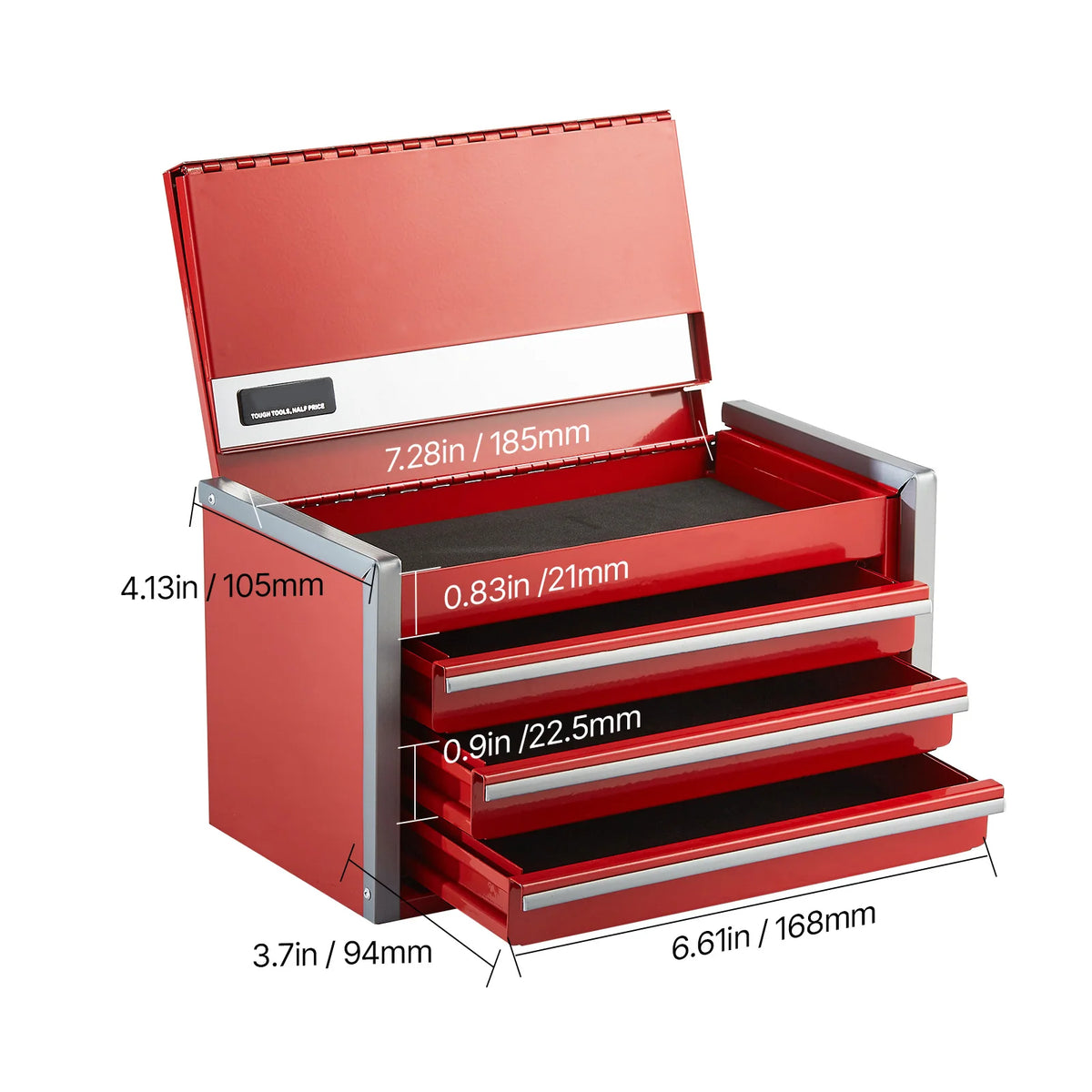 SucceBuy Metal Tool Box with 3 Drawers Portable Garage Storage