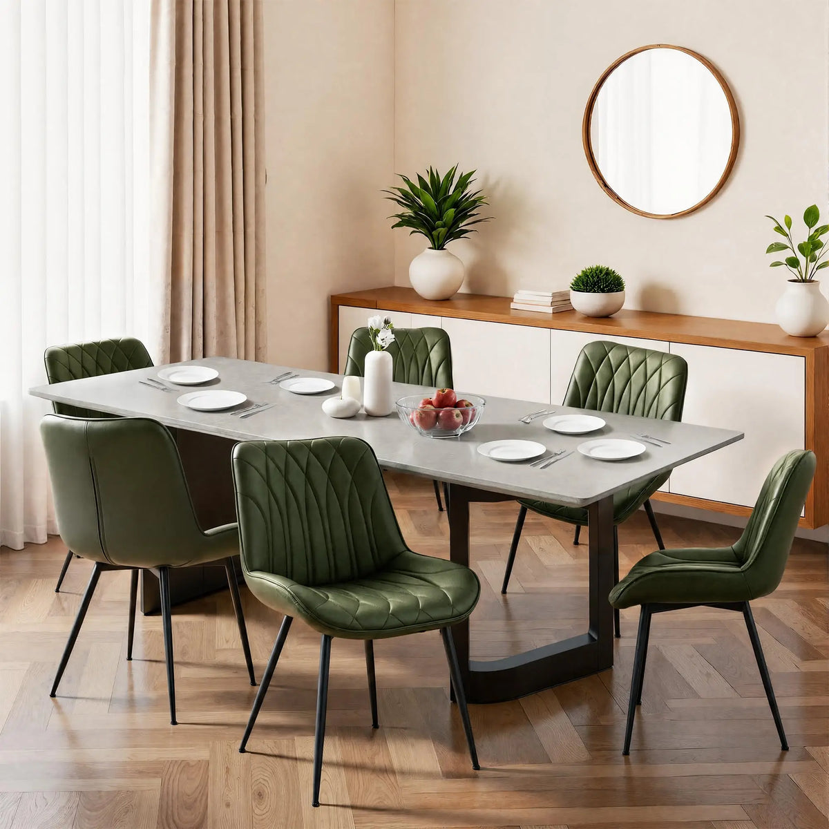 Mid Century Modern Faux Leather Dining Chairs Set Of 2