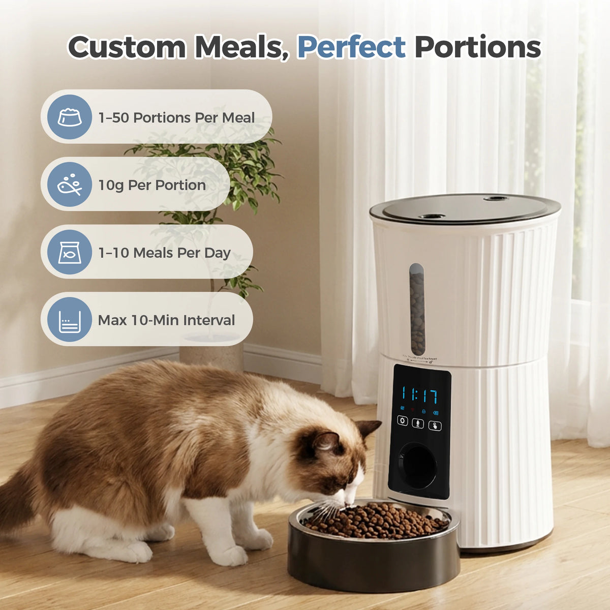 JHK Automatic Cat Feeder WiFi APP Dual Power Programmable Dispenser
