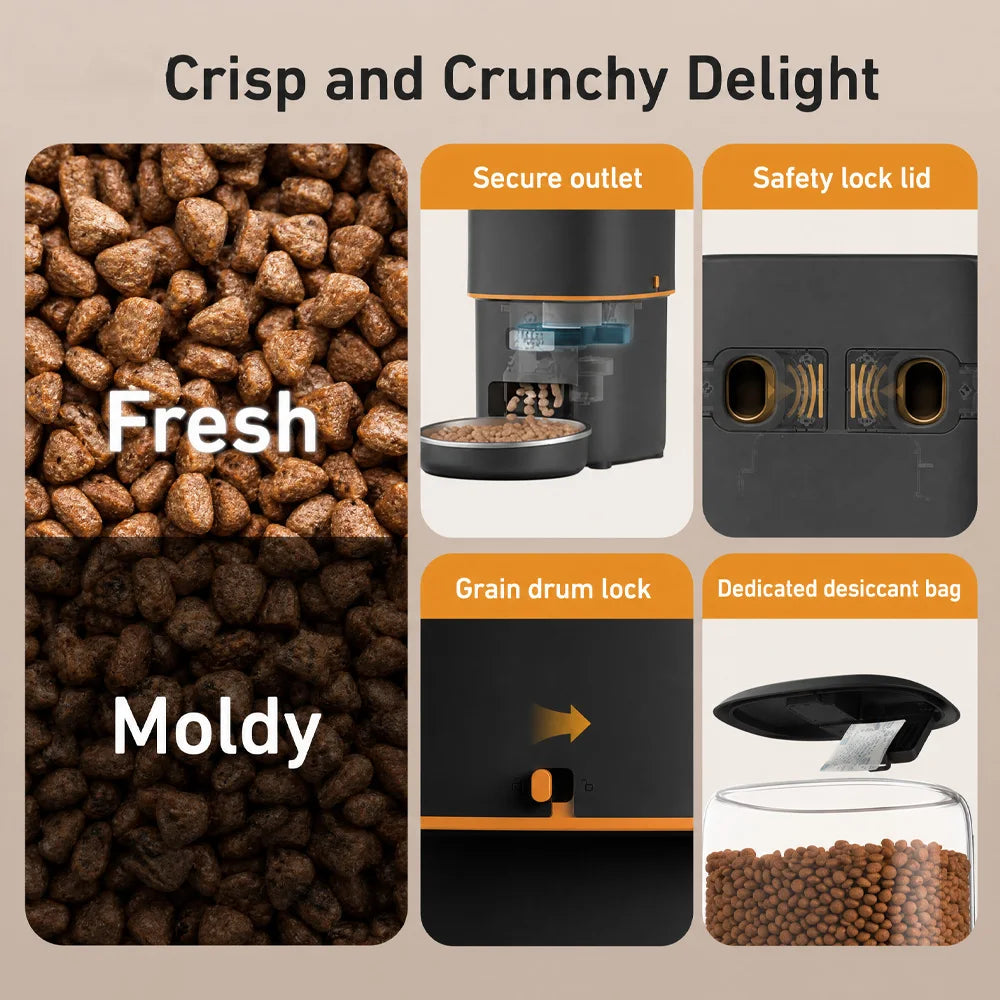 Nityers Automatic Pet Food Dispenser With Stainless Steel Bowl