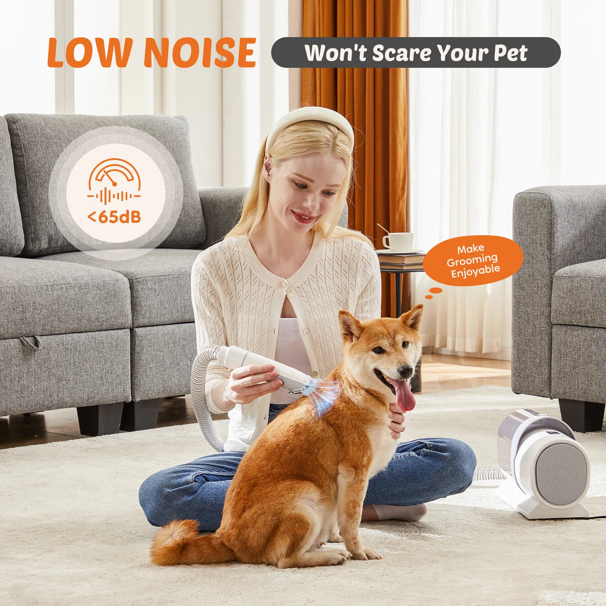 Professional Pet Grooming Vacuum Kit With Quiet Clippers And Tools