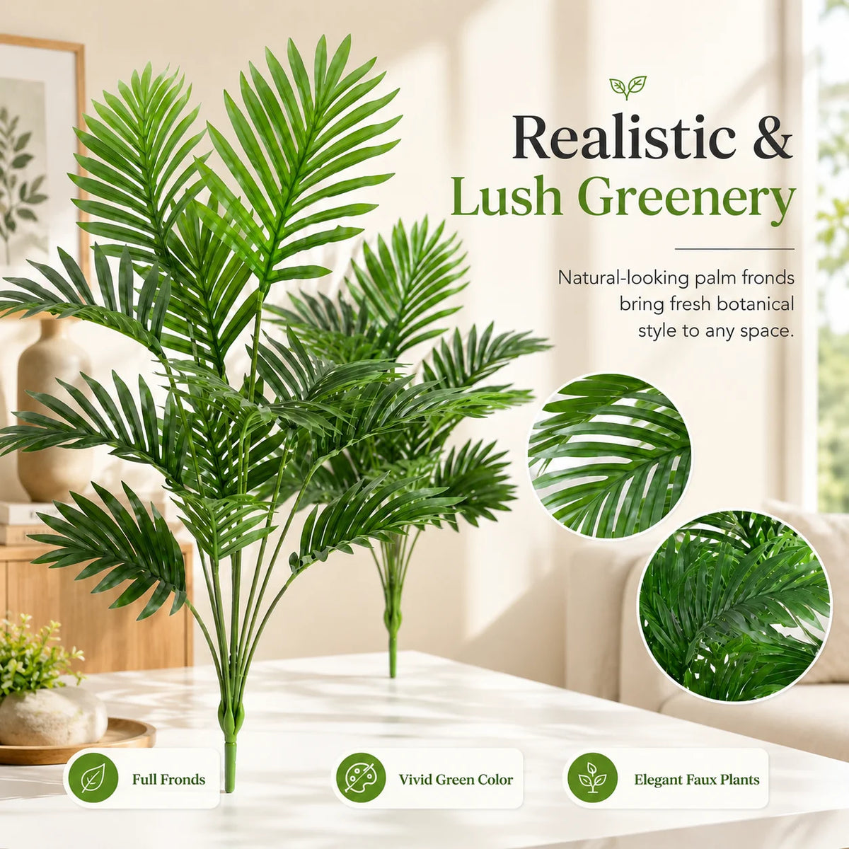 ZNLYRION Artificial Palm Fronds UV Resistant Faux Tropical Plant Branches