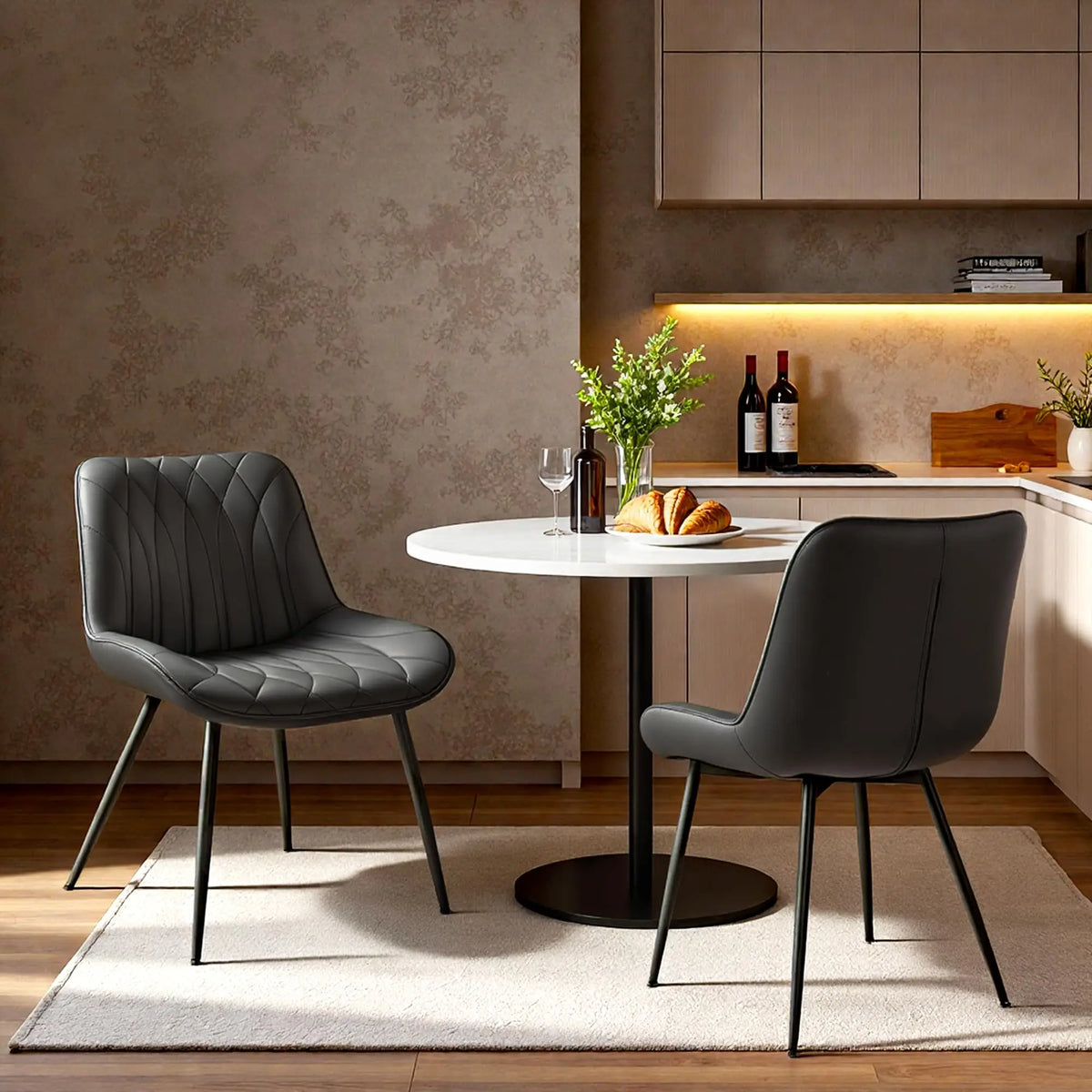 Mid Century Modern Faux Leather Dining Chairs Set Of 2