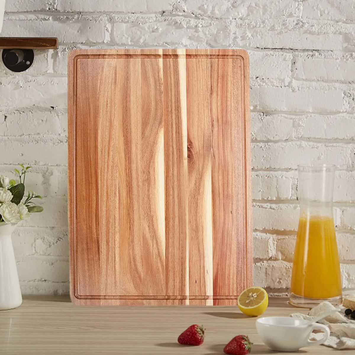 Premium Wooden Butcher Block Cutting Board With Deep Juice Groove
