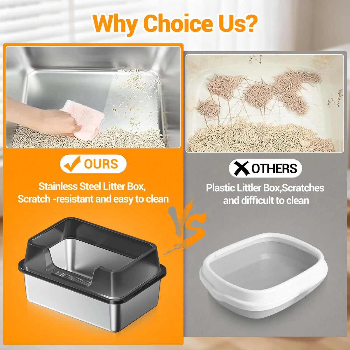 EliteZ Odor Resistant Stainless Steel Cat Litter Box