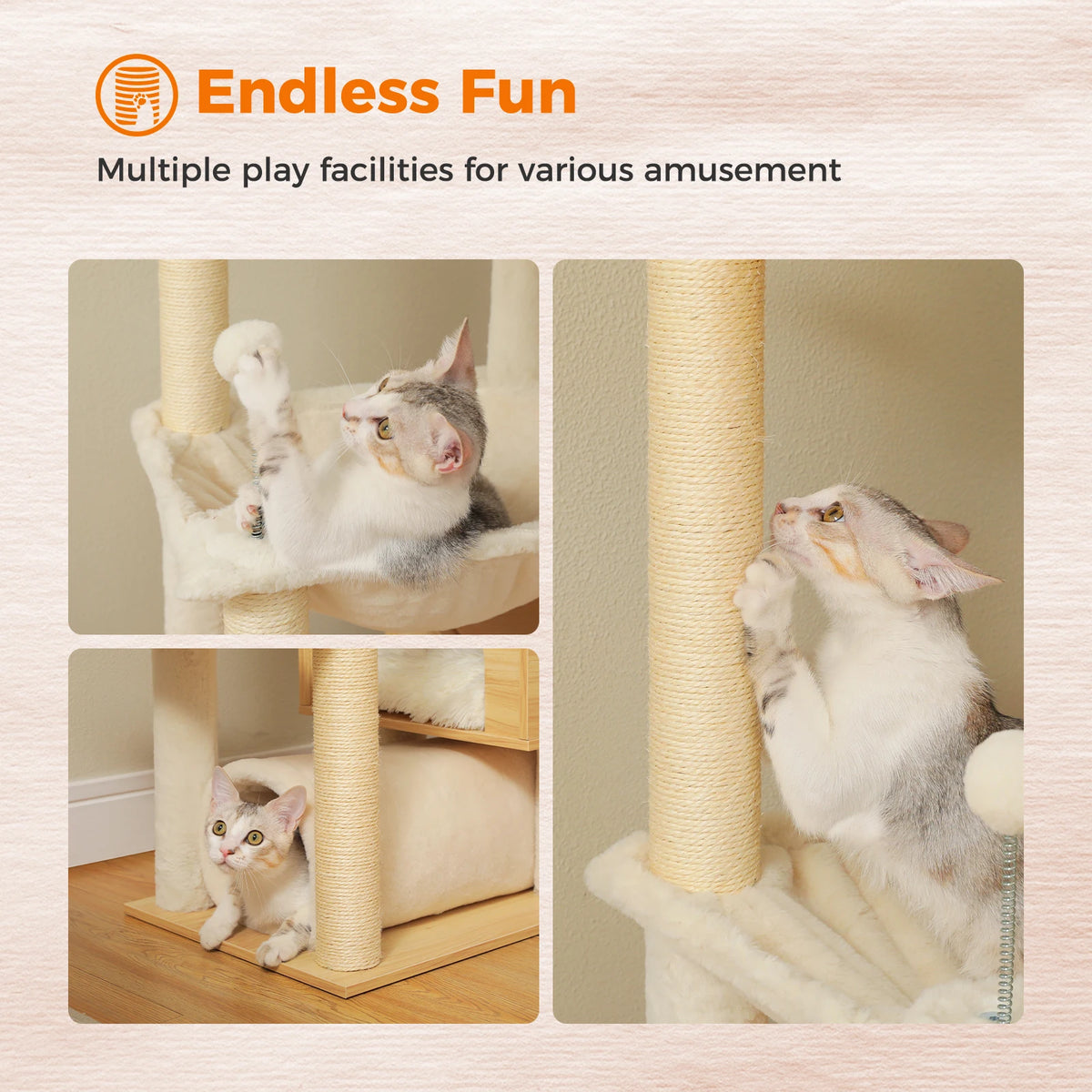 Pawz Road Height Adjustable Cat Tree With Hammock And Posts