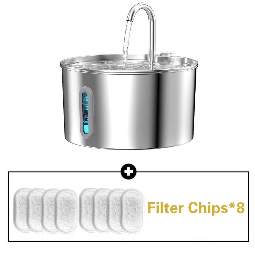 Silent Stainless Steel Pet Water Fountain Dispenser For Cats And Dogs