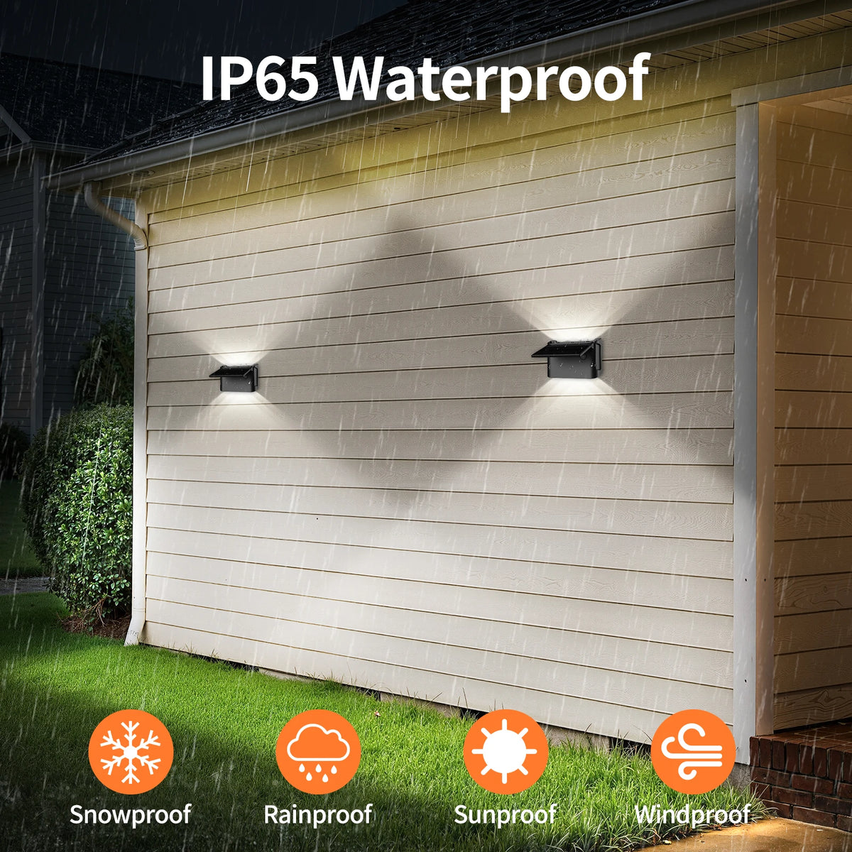 Intelamp 2 Pack Outdoor Solar Wall Lights With Remote