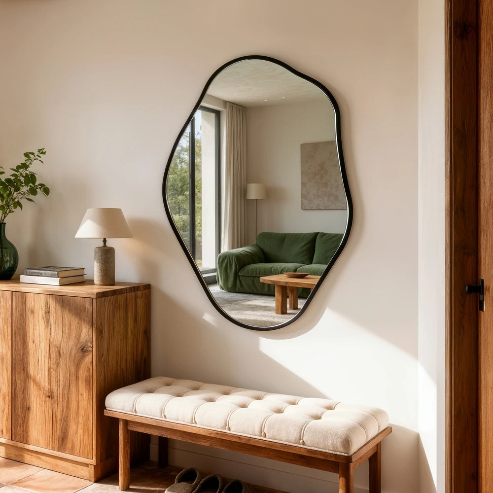 Luvodi Freeform Asymmetrical Wall Mirror With Aluminum Frame