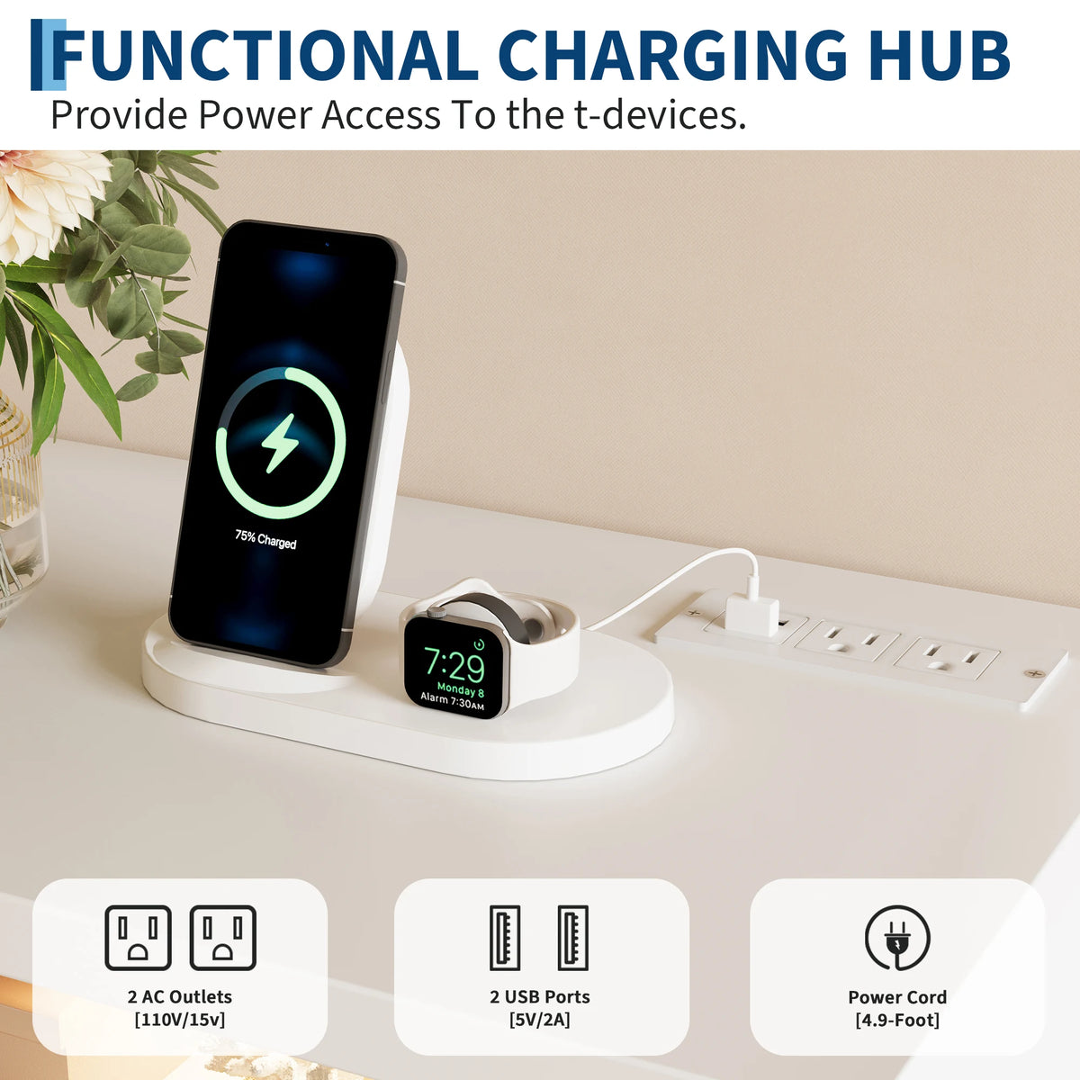 Gaomon Modern Bedside Table With USB Charging Station