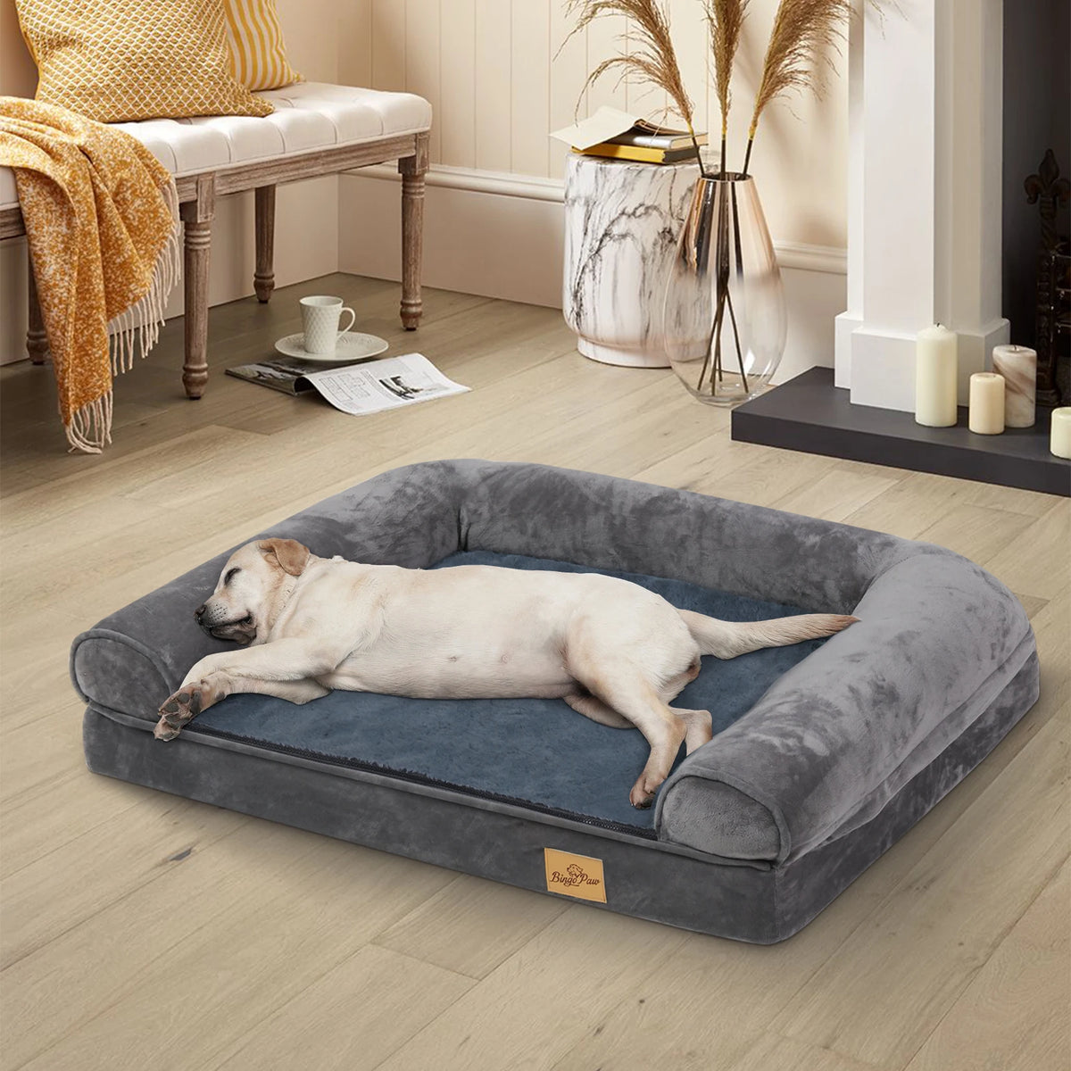 Bingopaw Orthopedic Waterproof Sided Dog Bed With Removable Cover