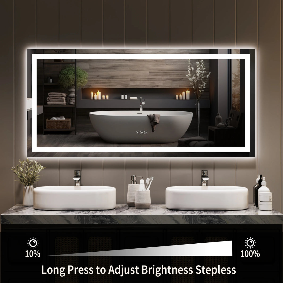 Premium LED Wall Mount Bathroom Mirror With Anti Fog Glass