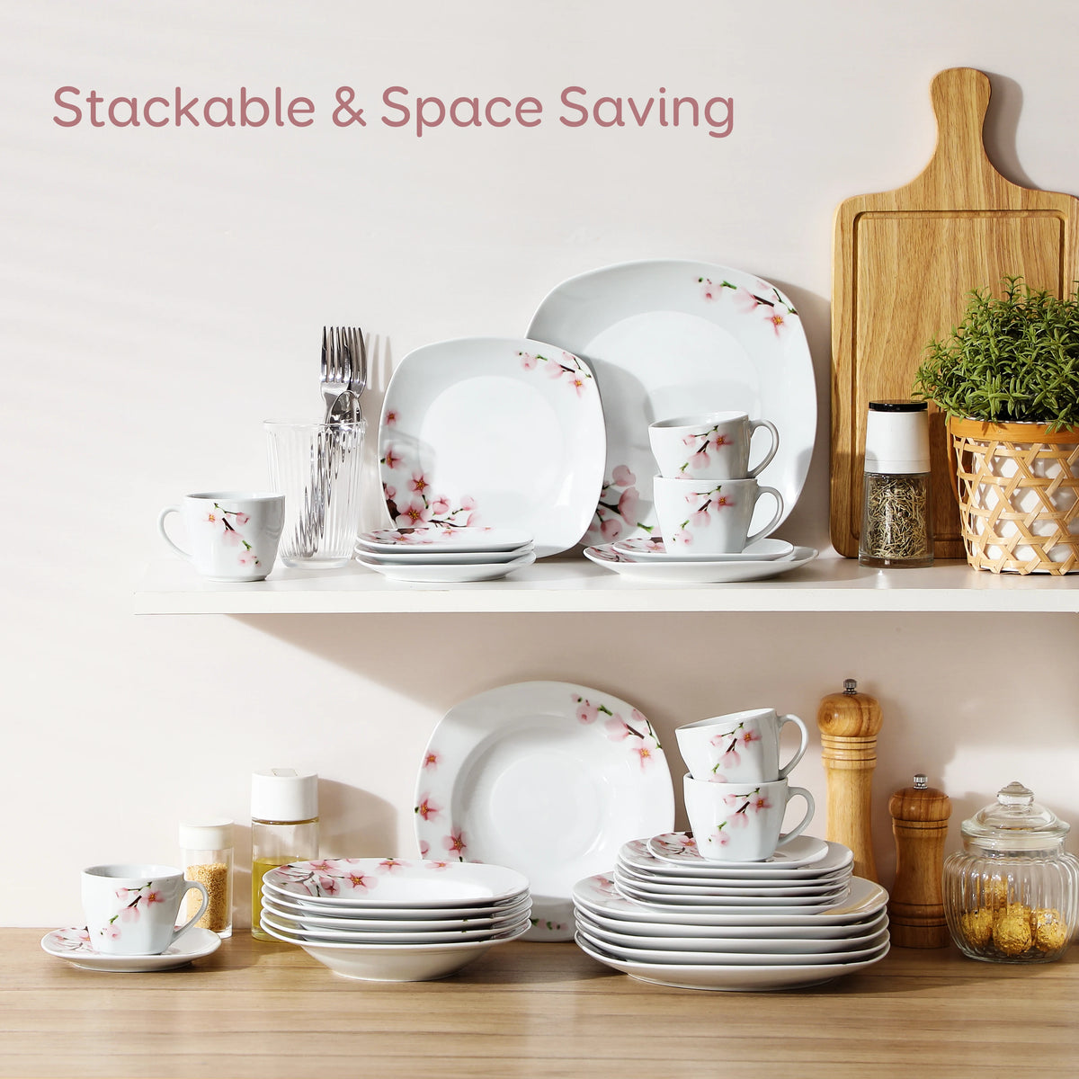 Malacasa Floral Round Porcelain Dinnerware Plate Set