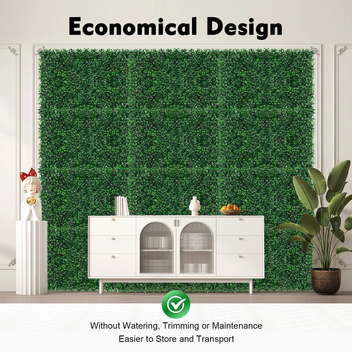 Artificial Grass Wall Panels Interlocking Faux Greenery Indoor Outdoor Decor