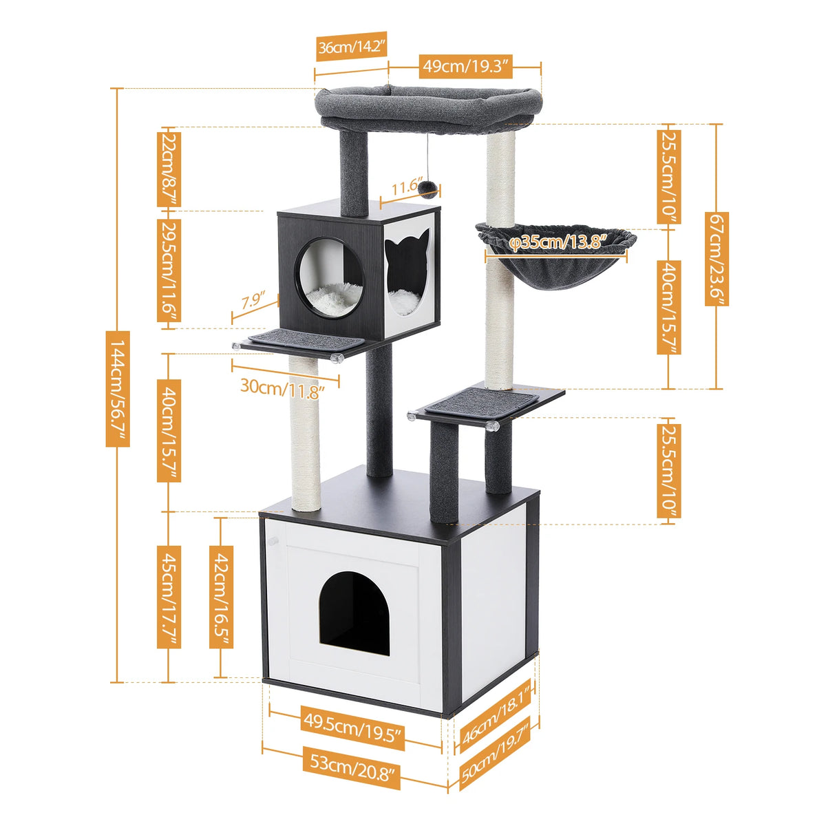 Pawz Multi Level Cat Tower With Scratching Posts Hammock