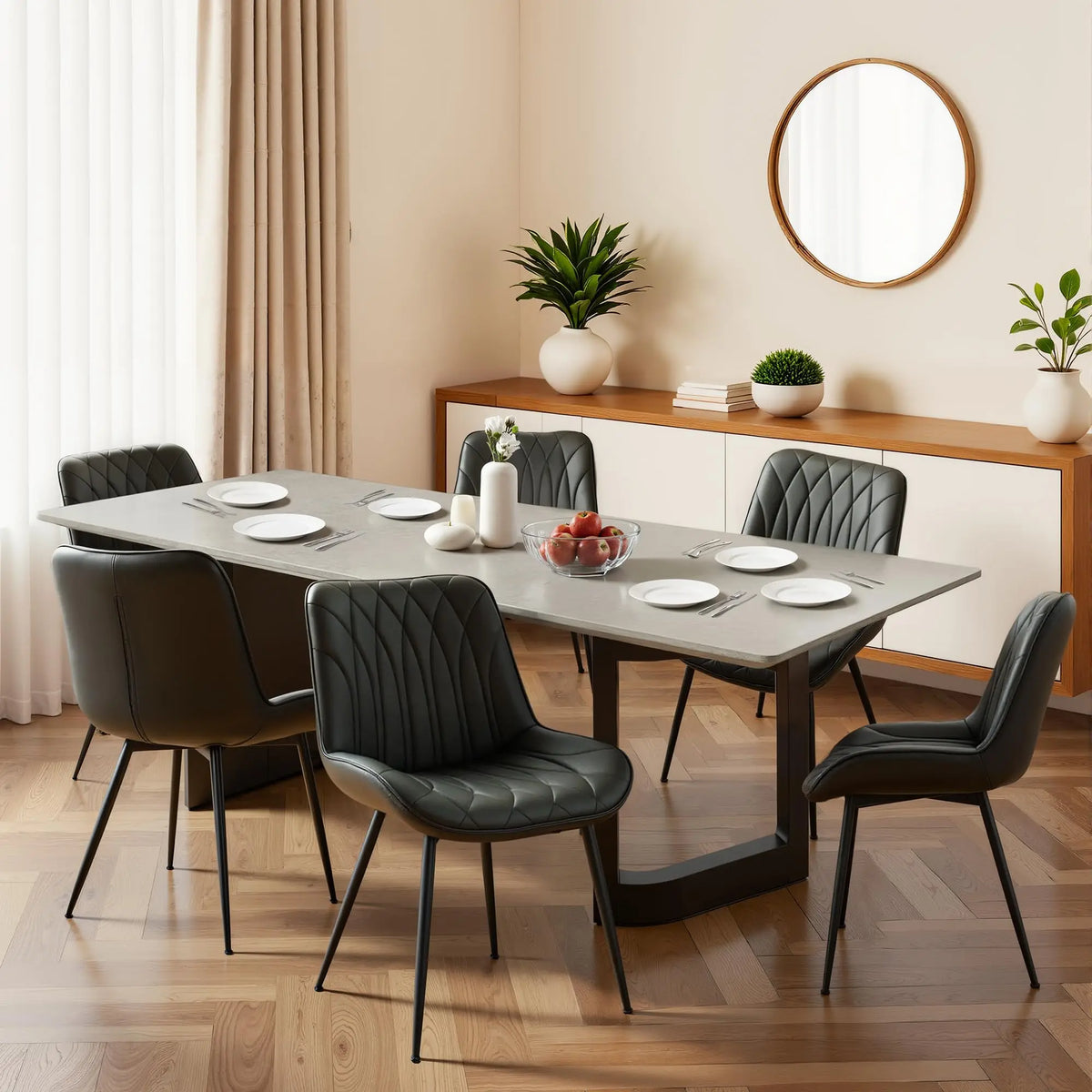 Mid Century Modern Faux Leather Dining Chairs Set Of 2