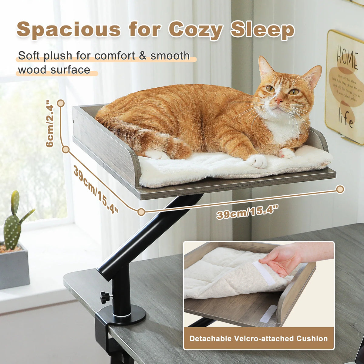 PAWZ Road Adjustable Cat Desk Bed Stand With Plush Comfort