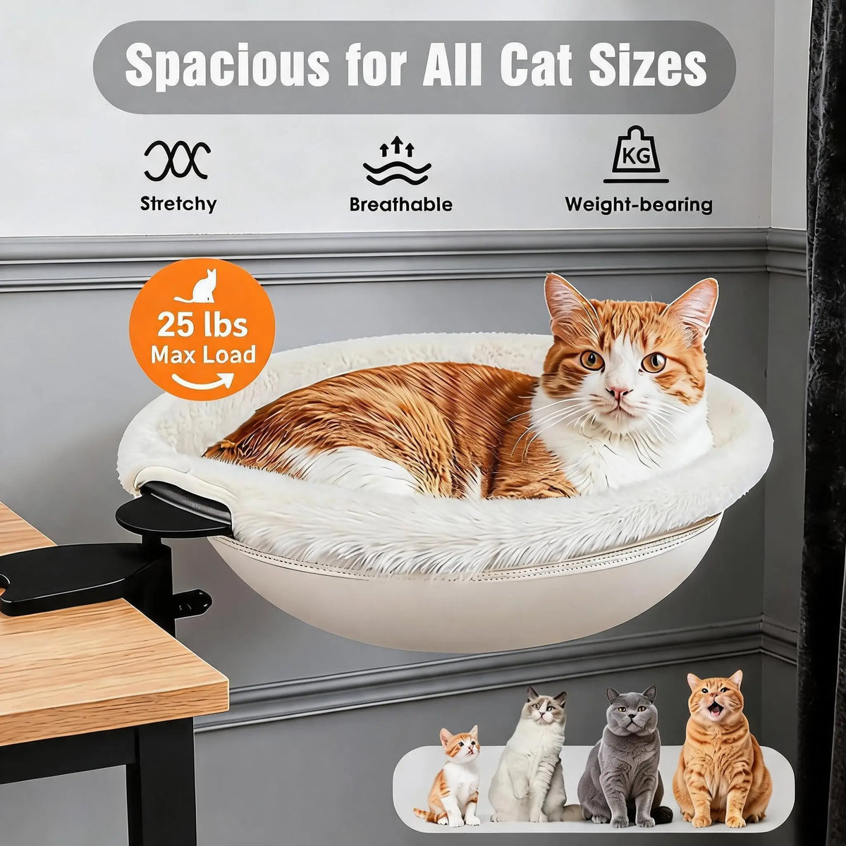 Gaomon 360 Rotating Plush Faux Fur Cat Table Bed Lounge